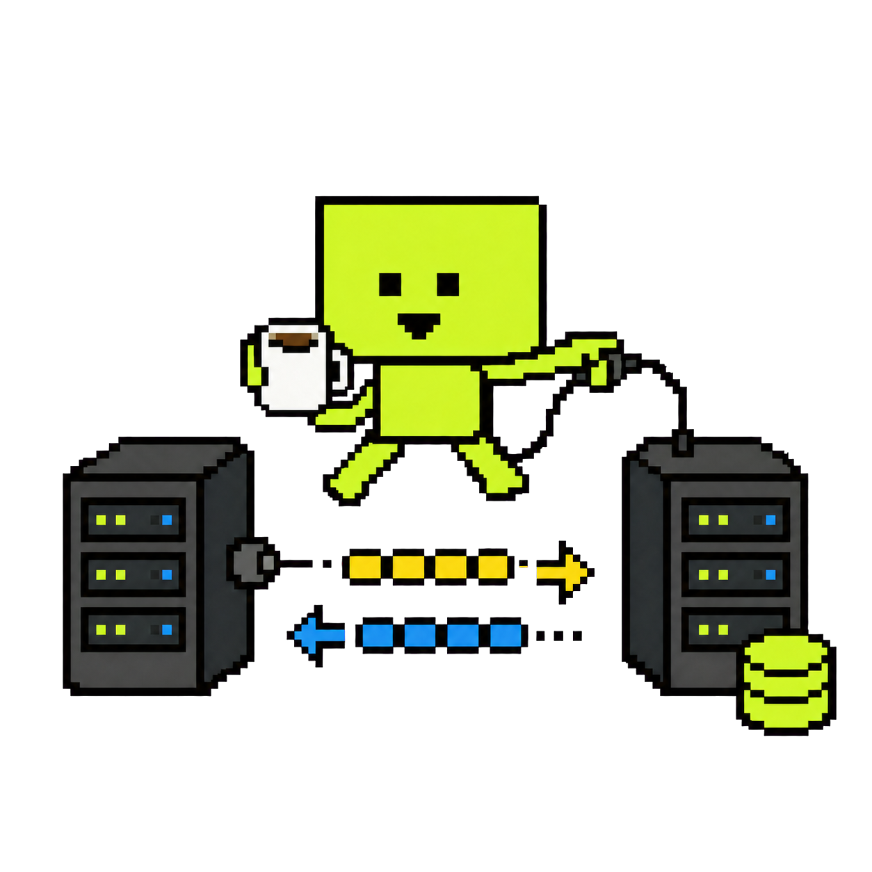 Pixel robot connecting two systems