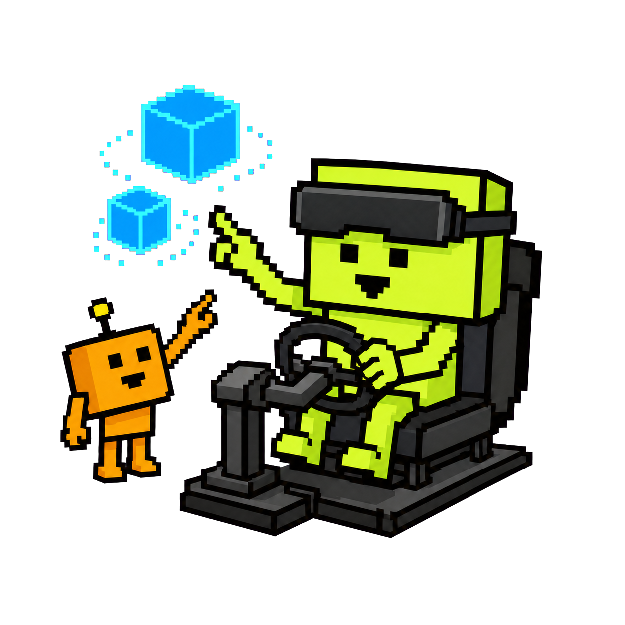 Pixel robots using virtual reality
